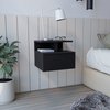 Tuhome Adele Floating Nightstand, Drawer, Open Top Shelves, Black MLW8965